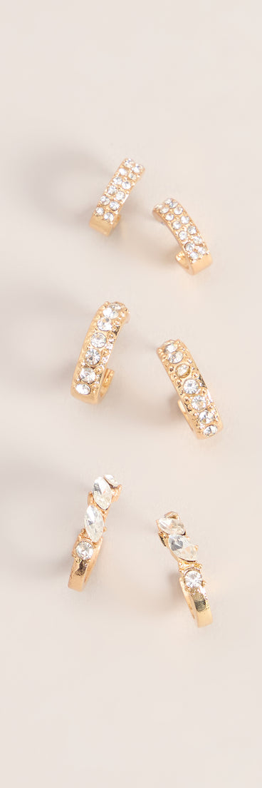Triple The Shine Hoop Earrings Set