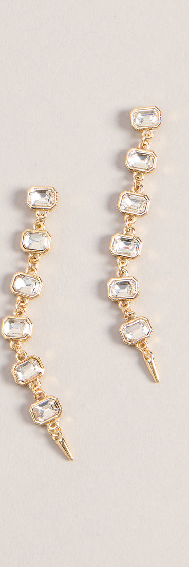 Sleek Drama Rhinestone Drop Earrings