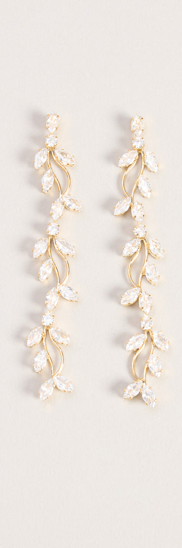 Polished Poise Cubic Zirconia Leaf Drop Earrings