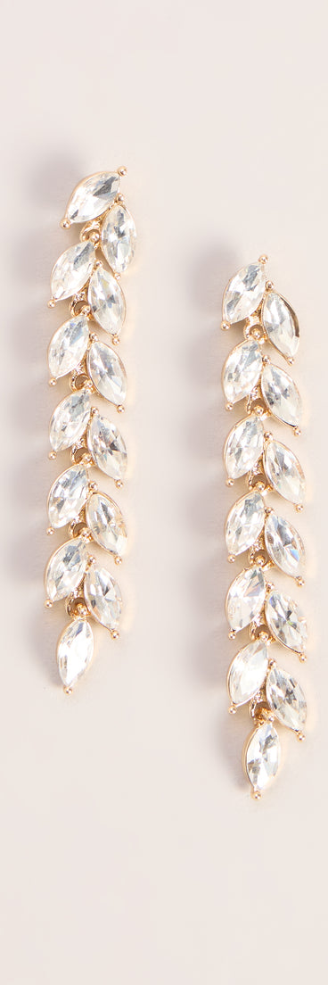 Polished RSVP Rhinestone Leaf Drop Earrings