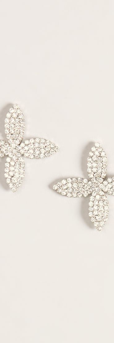 Shine In Bloom Rhinestone Flower Stud Earrings