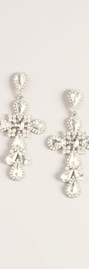 Cross My Heart Rhinestone Statement Drop Earrings
