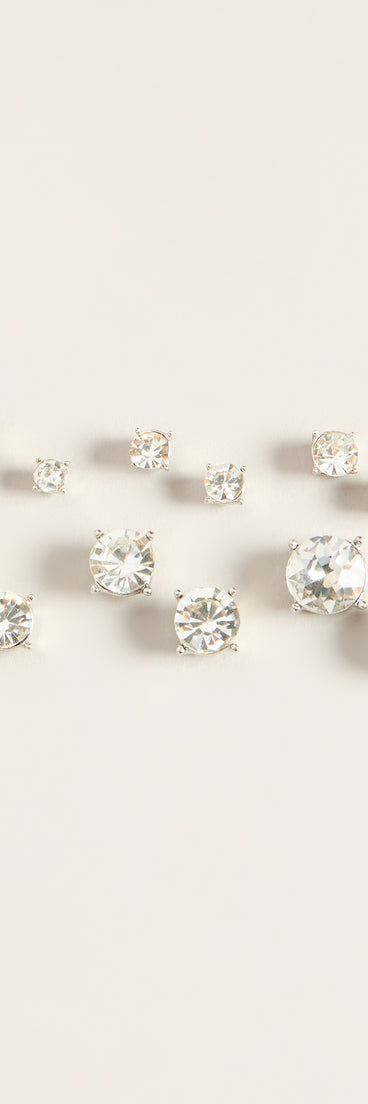 Spark It Up Rhinestone Stud Earring Six Pack