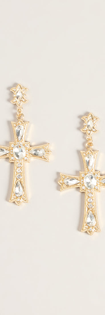 Cross My Mind Rhinestone Statement Earrings