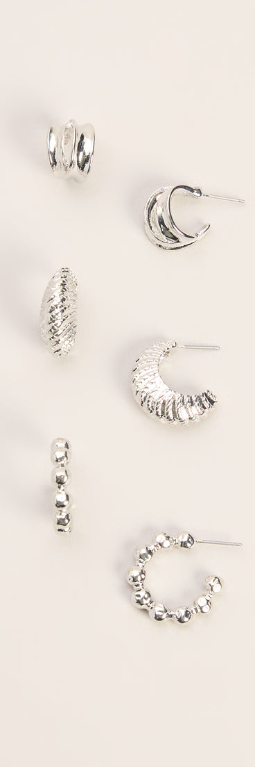 Triple Take Textured Hoop Earring Pack