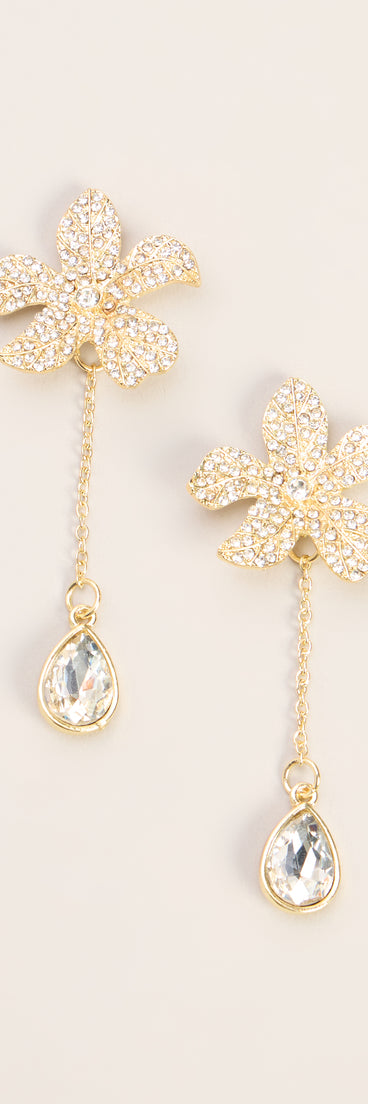 Petal To The Metal Rhinestone Drop Earrings