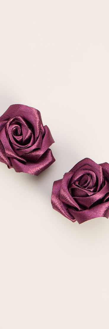 Rose Revival Satin Floral Statement Stud Earrings