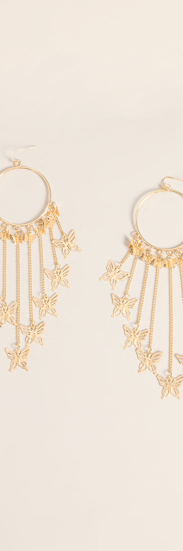 Flutter Effect Butterfly Fringe Hoop Earrings