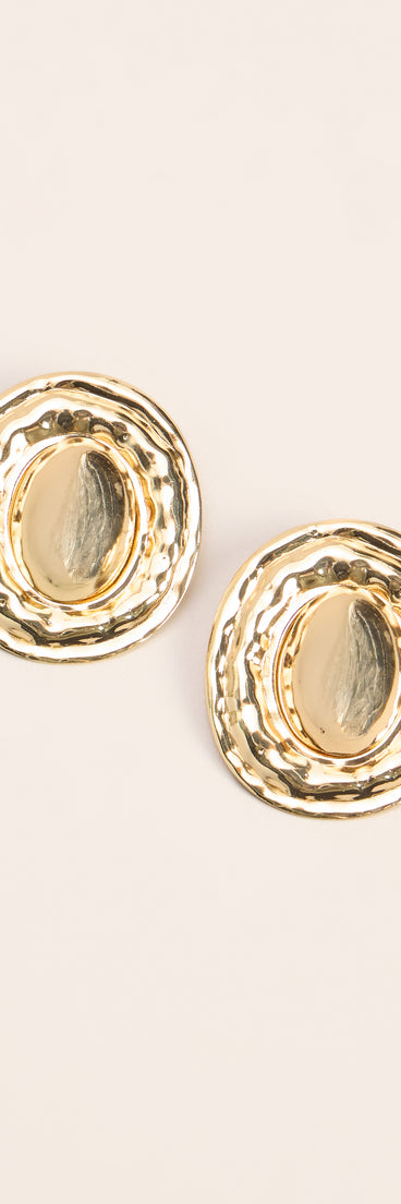 Golden Hour Hammered Oval Statement Earrings
