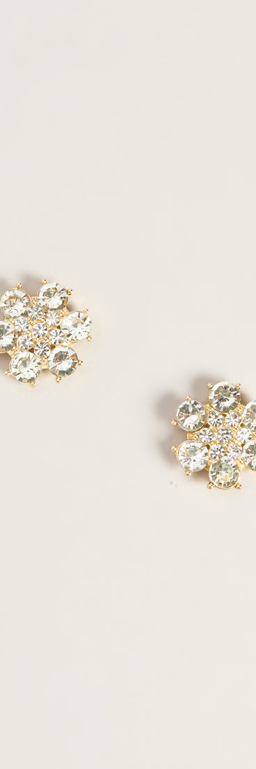 Petal Play Rhinestone Flower Stud Earrings