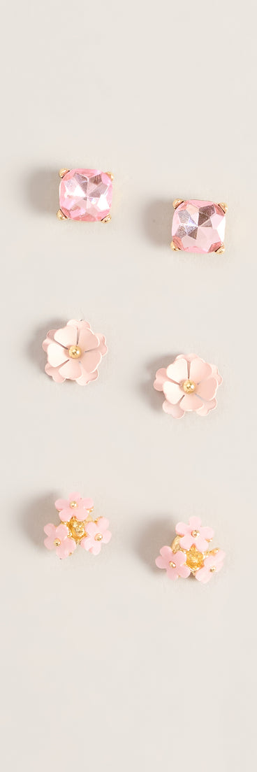 Pick Your Petals Floral Stud Earrings Set