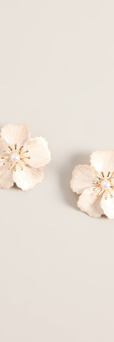 Petal Poise Pearl Flower Statement Earrings