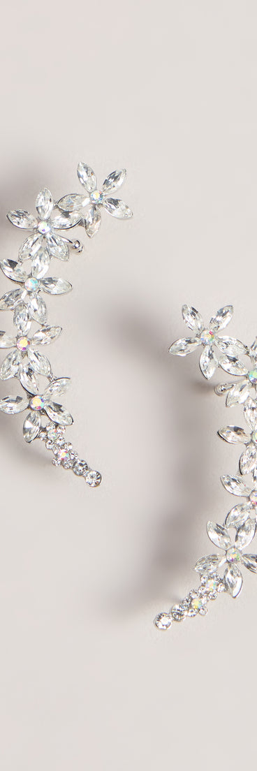 Blooming Bright Rhinestone Floral Ear Cuff Earrings