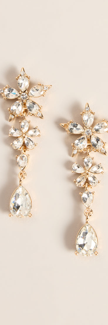 Crystal Bloom Linear Drop Earrings