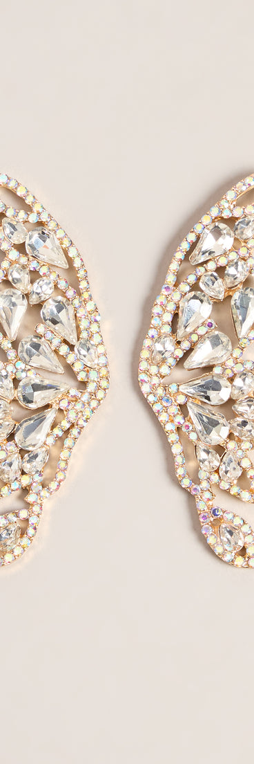 Wing It Rhinestone Butterfly Statement Earrings