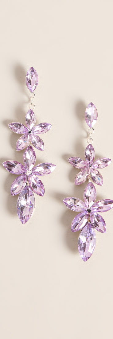 Petal Drama Rhinestone Floral Drop Earrings