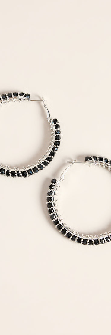 Midnight Circuit Rhinestone Statement Hoop Earrings