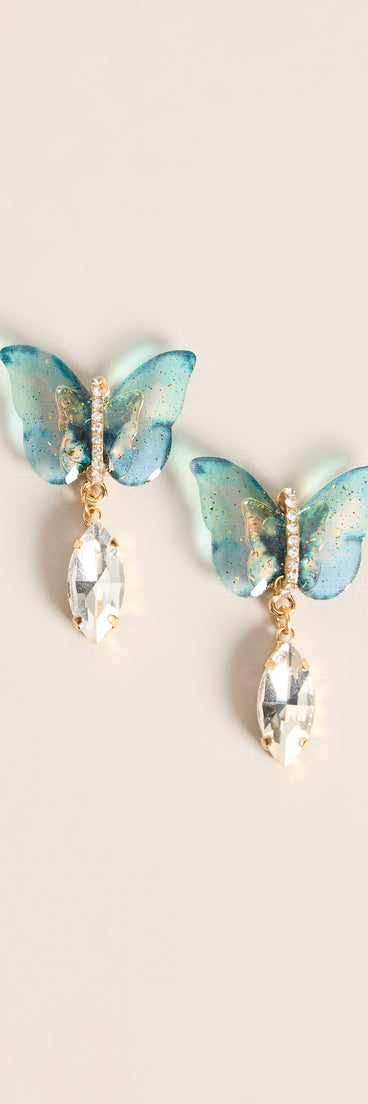 Flutter Effect Butterfly Rhinestone Drop Earrings