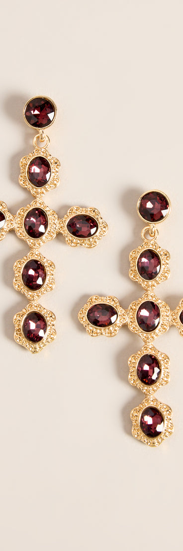 Cross My Heart Gemstone Statement Drop Earrings