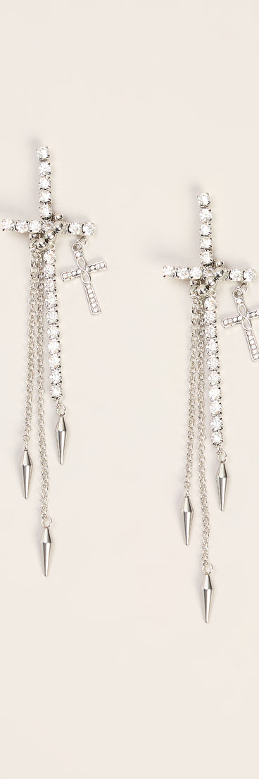 Faith In Sparkle Rhinestone Cross Earrings