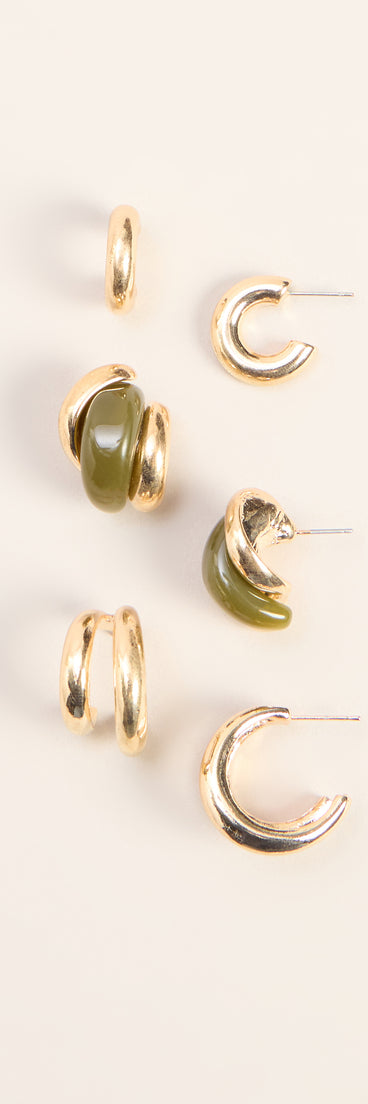 Mixed Signals Three Pack Statement Earrings