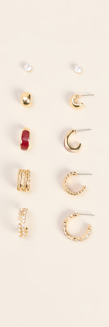 Daily Obsession Stud And Hoop Earrings Set