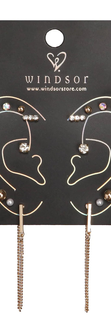 Edgy Pearl Stud Set