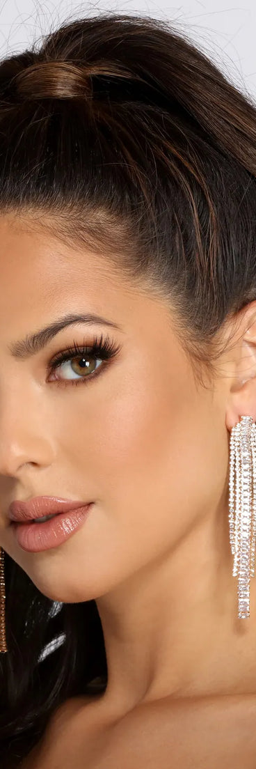 Love Test Rhinestone Fringe Earrings