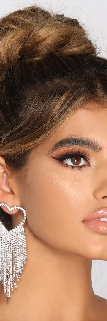 Pullin' On My Heartstrings Rhinestone Earrings