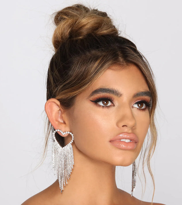 Pullin' On My Heartstrings Rhinestone Earrings