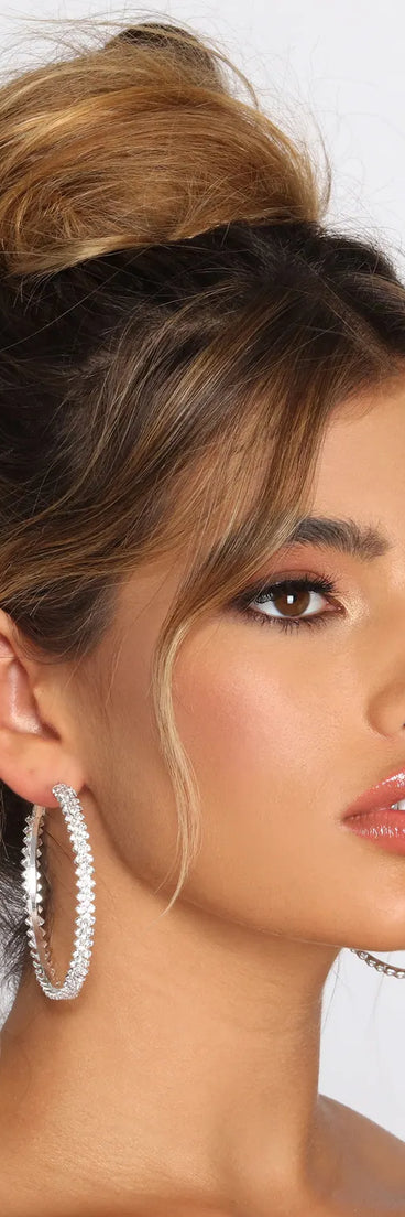 Soft Glam Rhinestone Hoop Earrings