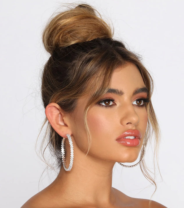 Soft Glam Rhinestone Hoop Earrings