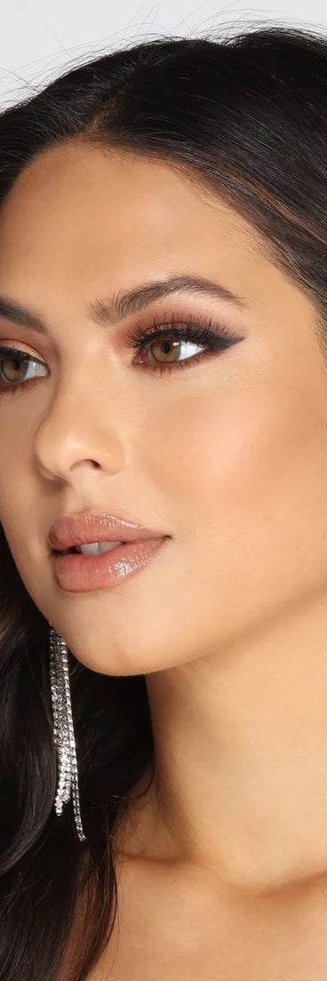 Resolutions Square Rhinestone Fringe Earrings