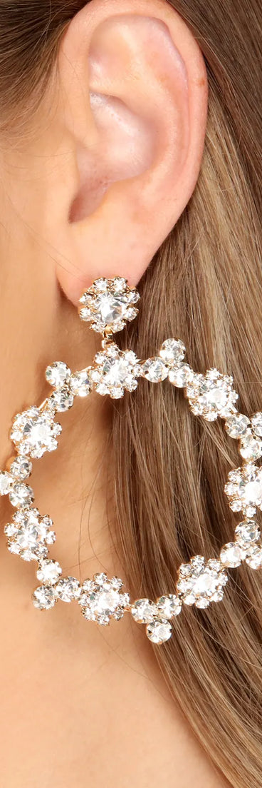 Floral Rhinestone Hoop Earrings