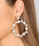 Floral Rhinestone Hoop Earrings