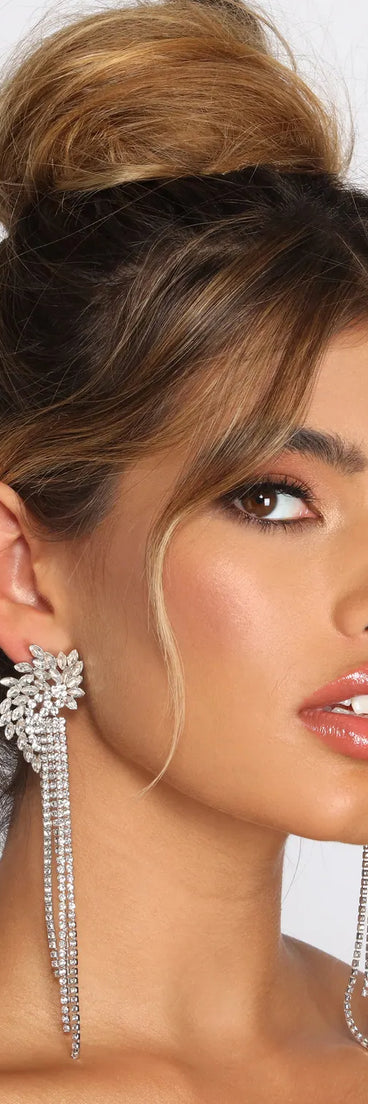 Marquise Rhinestone Fringe Earrings