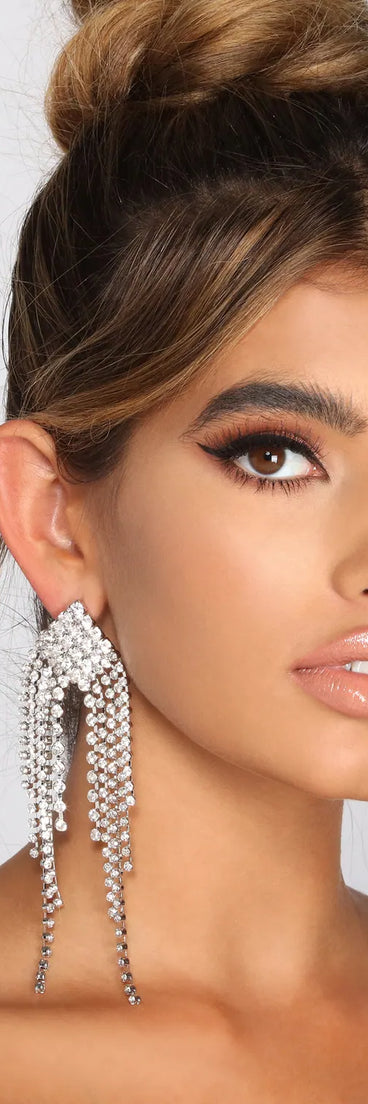 Prima Donna Diamond Rhinestone Fringe Earrings