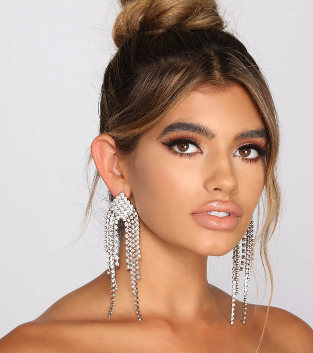Prima Donna Diamond Rhinestone Fringe Earrings