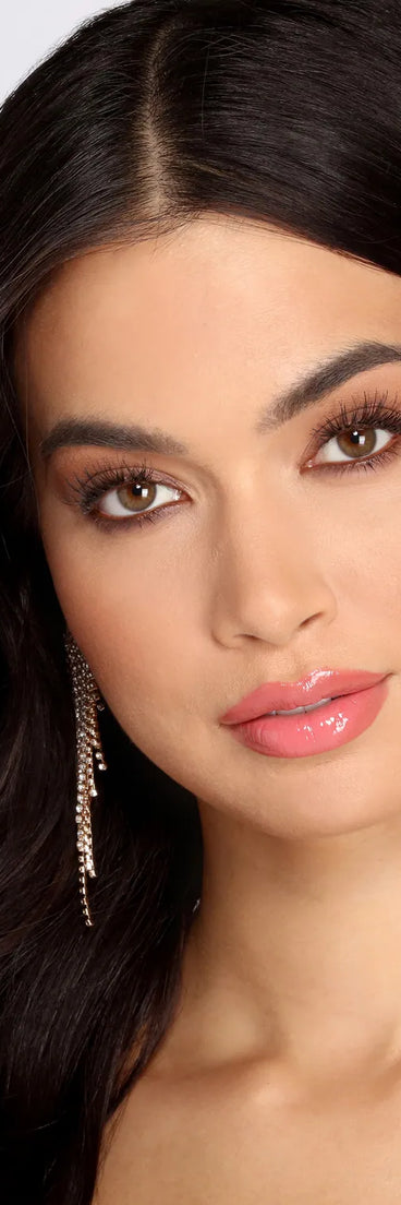 Call It Like It Is Rhinestone Fringe Earrings