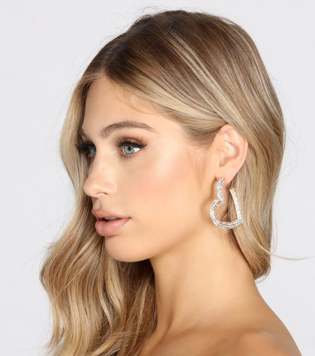 Change Of Heart Rhinestone Hoop Earrings