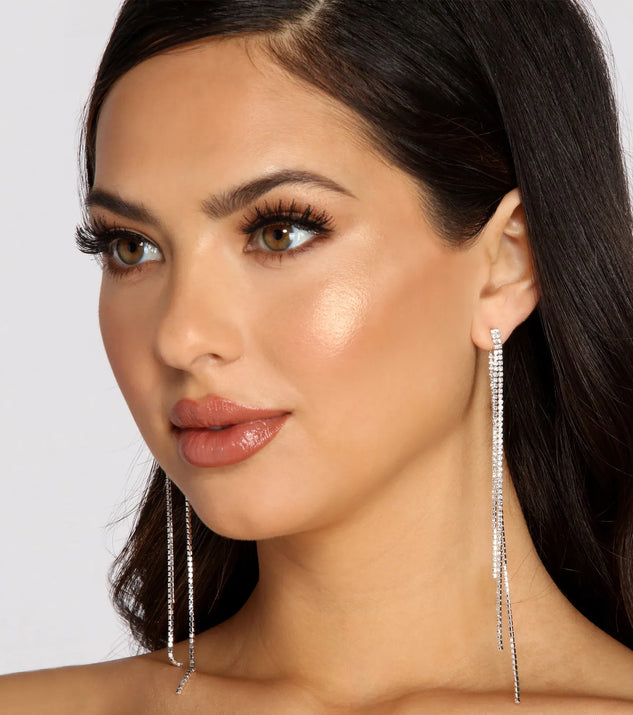 Born To Be Glam Rhinestone Fringe Earrings