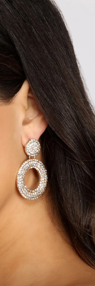 Bringing It Circular Rhinestone Drop Earrings