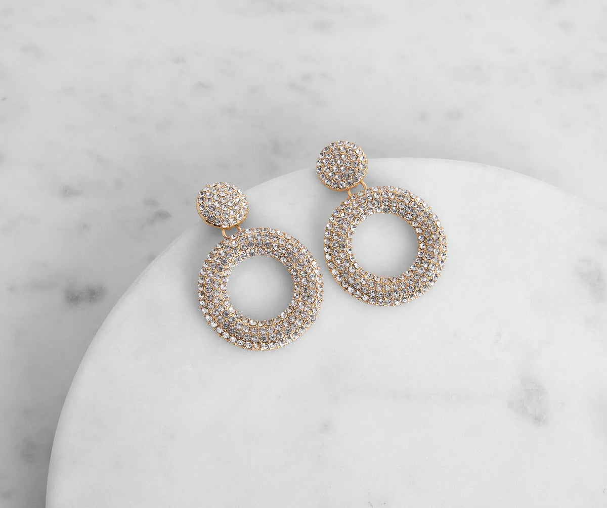 Bringing It Circular Rhinestone Drop Earrings & Windsor