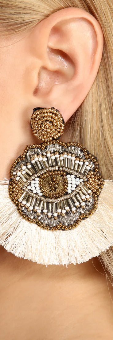 Eyes On You Beaded Tassel Earrings