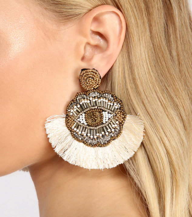 Eyes On You Beaded Tassel Earrings