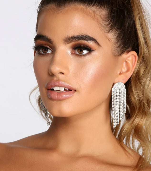 Dreaming Of Diamonds Rhinestone Fringe Earrings