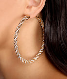 Twisted Rhinestone Hoop Earrings