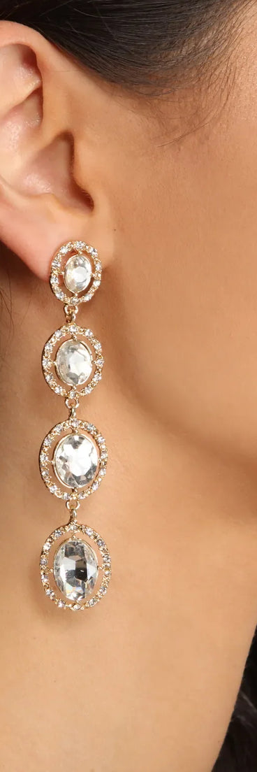 Always Alluring Rhinestone Linear Duster Earrings