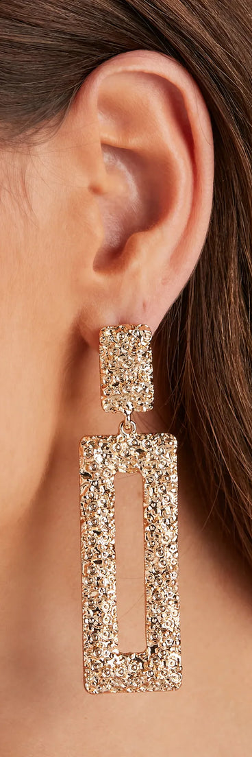 Textured Long Door Knocker Earrings