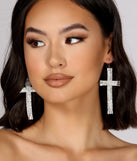 Rhinestone Cross Baguette Earrings